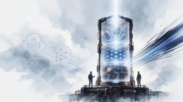 AI 基础设施科幻插画