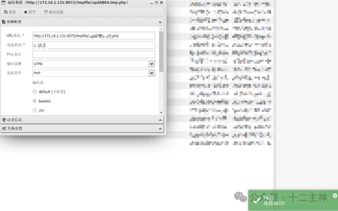 中国菜刀连接Webshell配置界面
