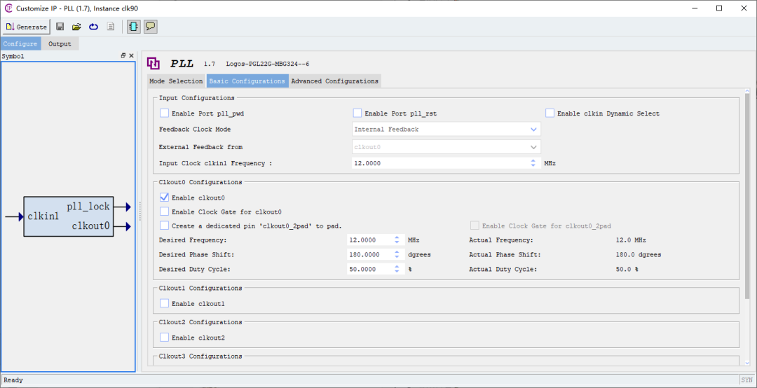 PGL22GB PLL IP 核配置：生成 DSMC 所需时钟