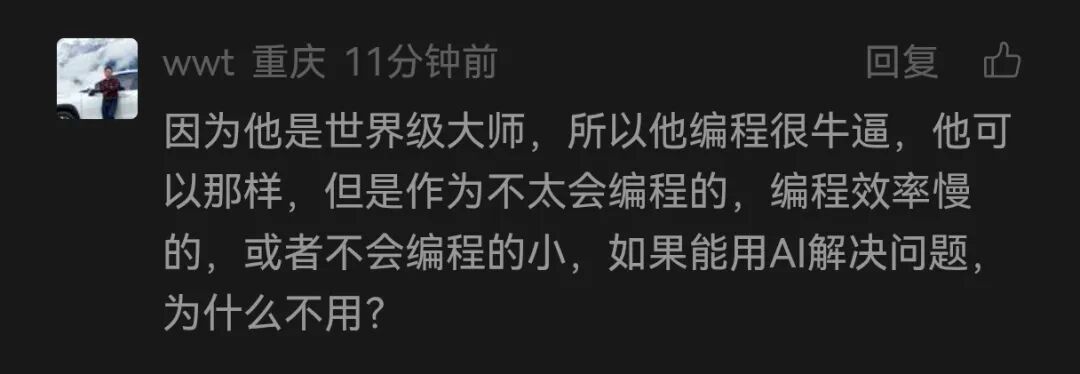网友评论世界级大师用AI解决问题截图