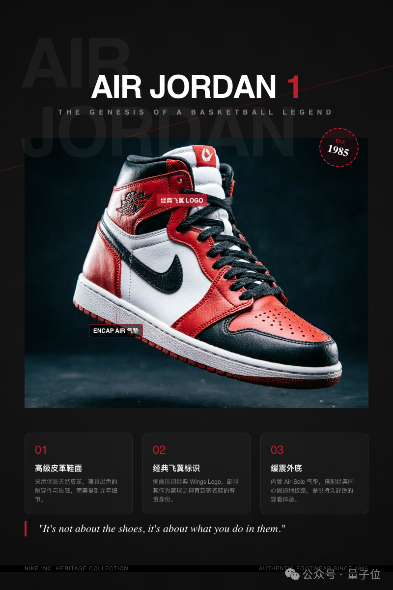 Air Jordan 1 产品宣传海报（由 UniWorld-V2.5 生成）