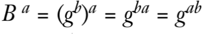 数学公式: B^a = (g^b)^a = g^{ba} = g^{ab}