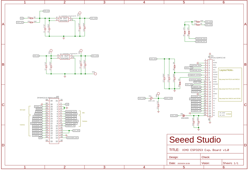 XIAO ESP32S3 Sense开发板原理图