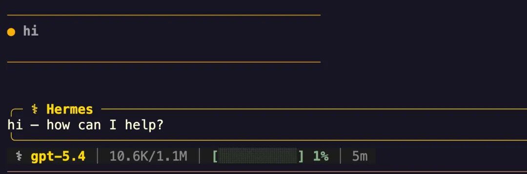 Hermes Agent初始化成功界面