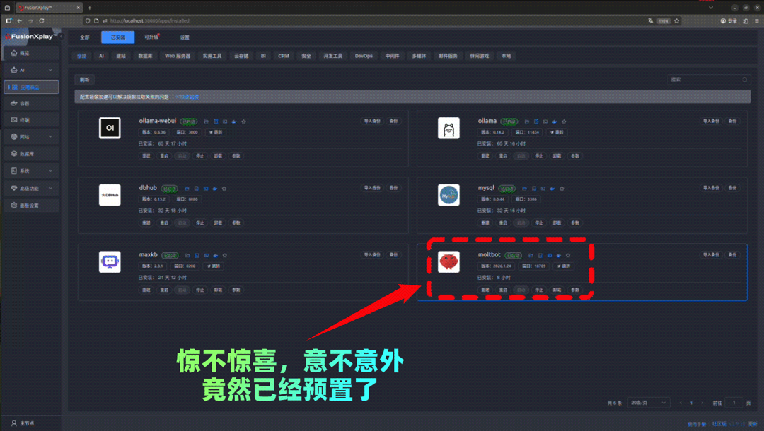 FusionXplay 应用市场显示预置的 Mobbot 应用