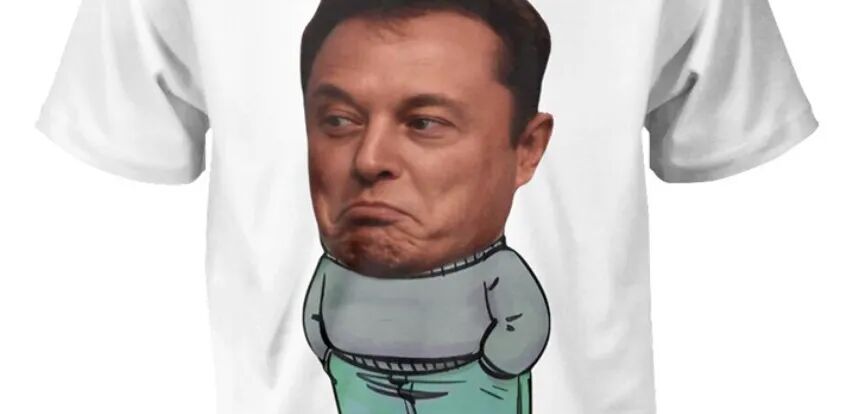 印有埃隆·马斯克卡通头像的趣味T恤