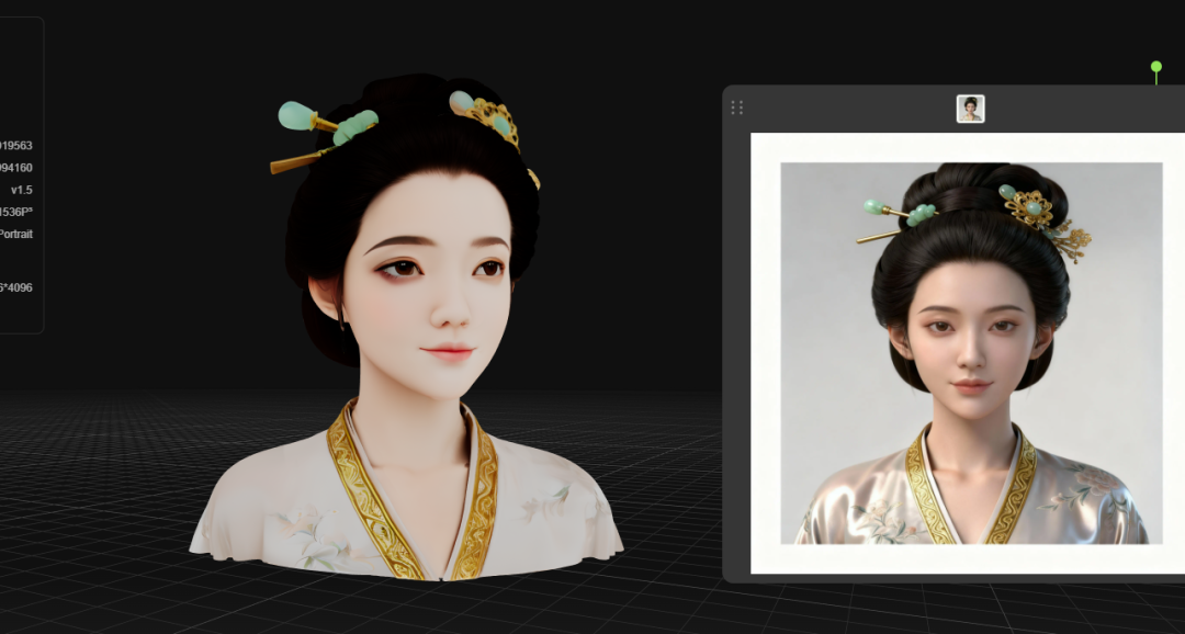 AI生成的古风女性3D模型效果图