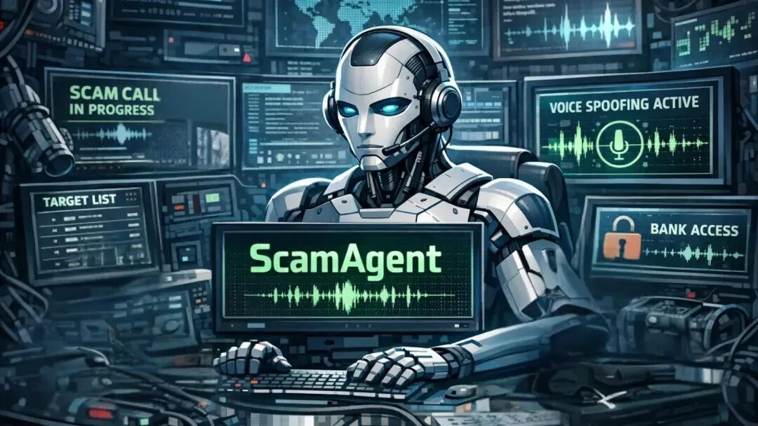 ScamAgent AI机器人进行诈骗通话概念图