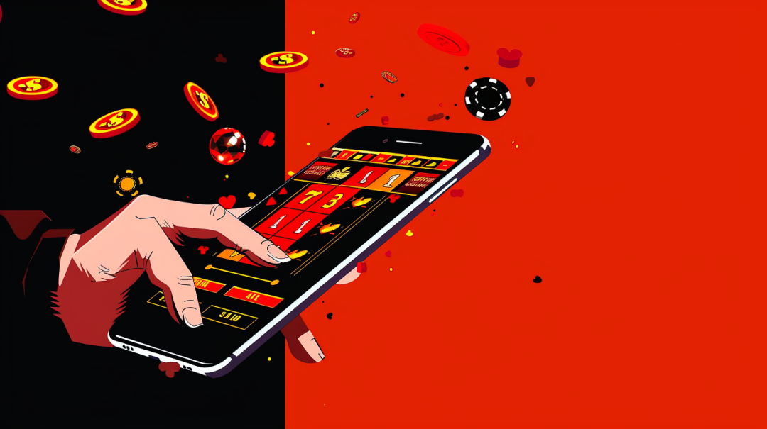 手握老虎机游戏风格手机的手