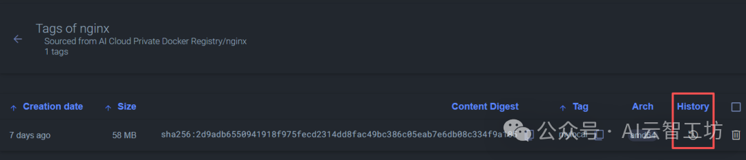 镜像详细信息展示