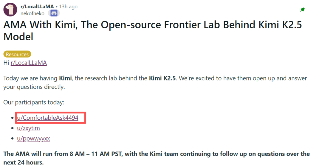Reddit AMA帖子截图