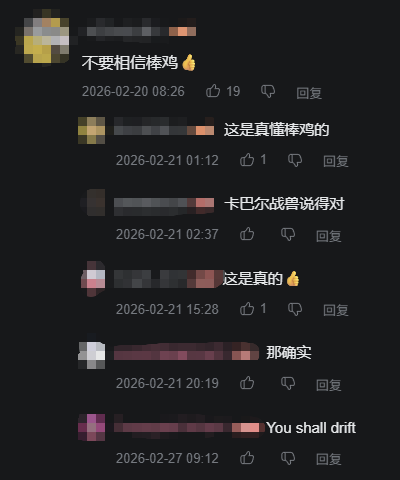 社交媒体评论区关于“不要相信棒鸡”的截图