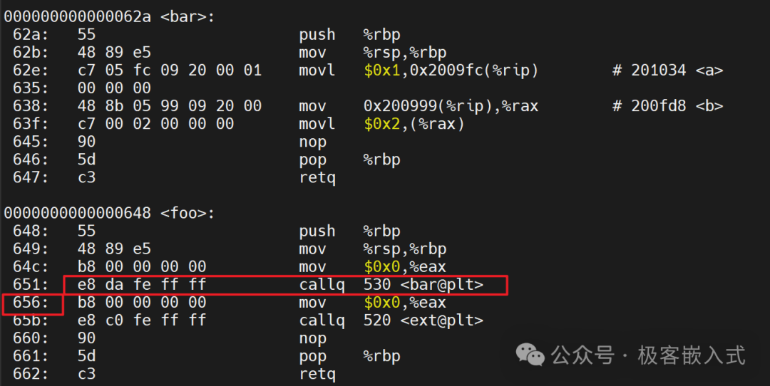 函数foo反汇编代码