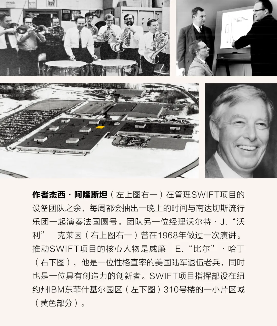 SWIFT项目核心团队成员：作者杰西·阿隆斯坦、经理沃尔特·克莱因及项目推动者威廉·哈丁