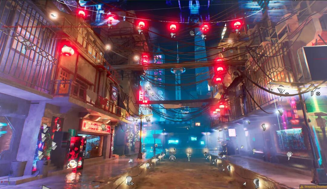 赛博朋克风格雨夜街道的游戏截图