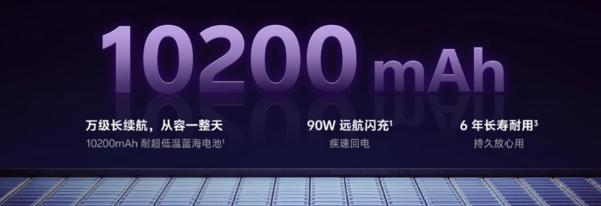 10200mAh 蓝海电池与 90W 闪充宣传图