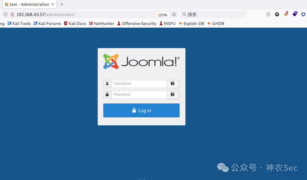 Joomla 后台登录页面