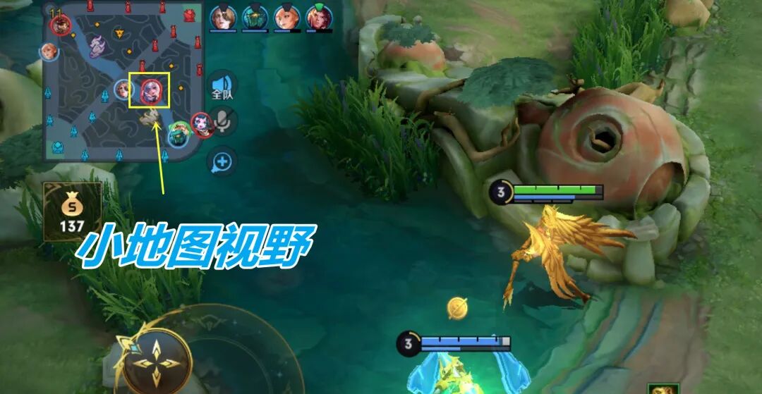 游戏小地图截图，展示角色视野与敌方动向