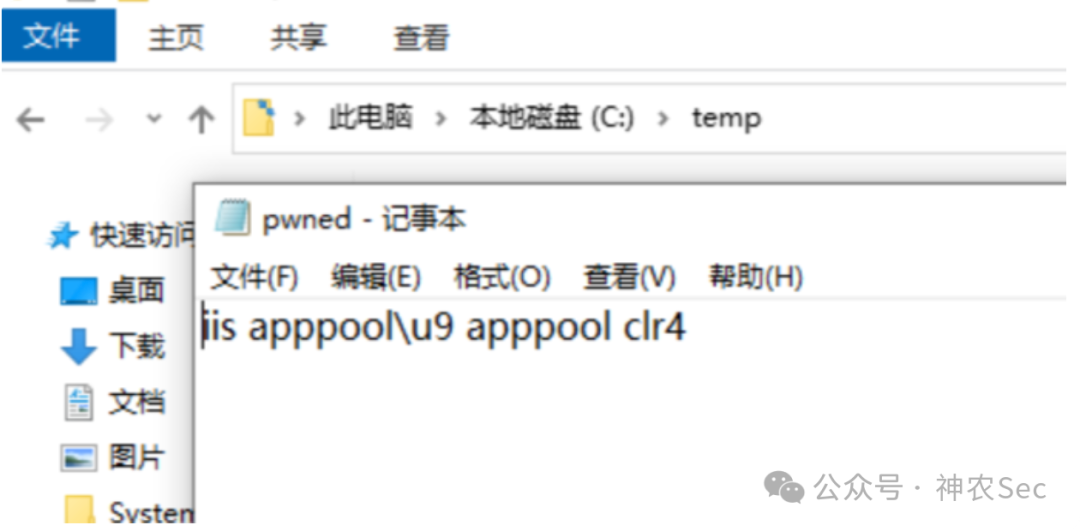 执行whoami后以IIS应用池身份将结果写入pwned.txt