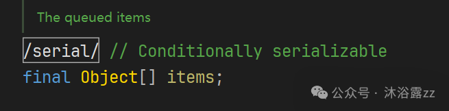 ArrayBlockingQueue的items数组定义代码