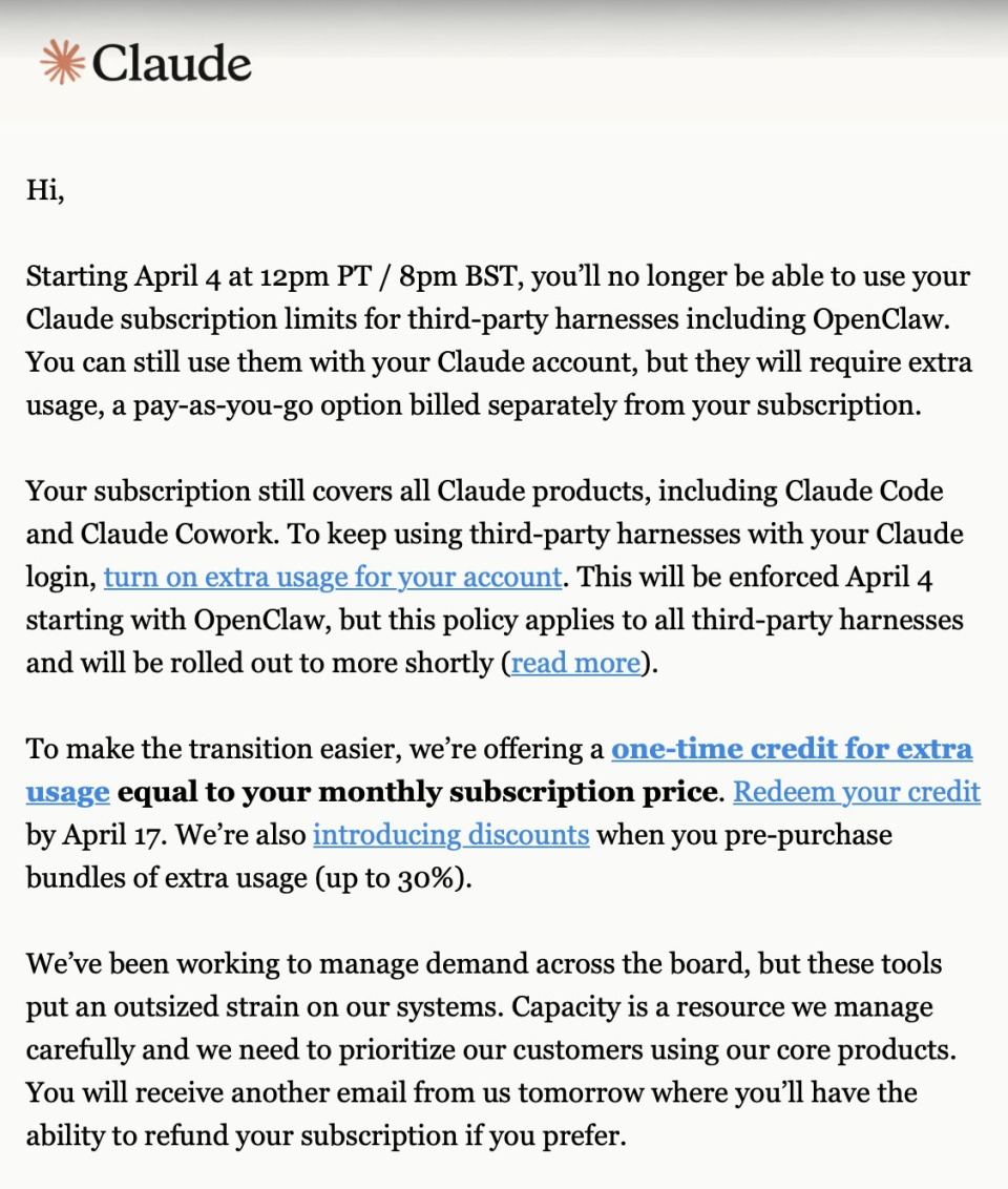 Anthropic发送给用户的政策变更通知邮件截图