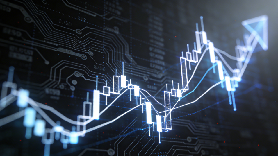 科技金融K线图与上升趋势