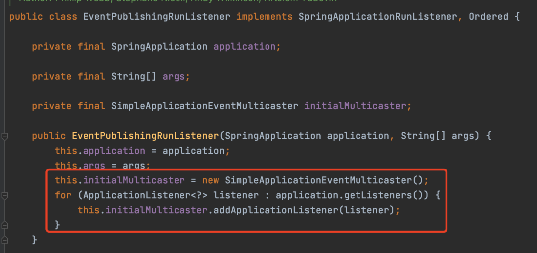 EventPublishingRunListener构造函数