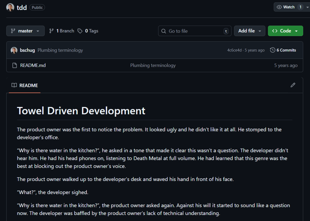 Github上的TDD项目介绍页面截图