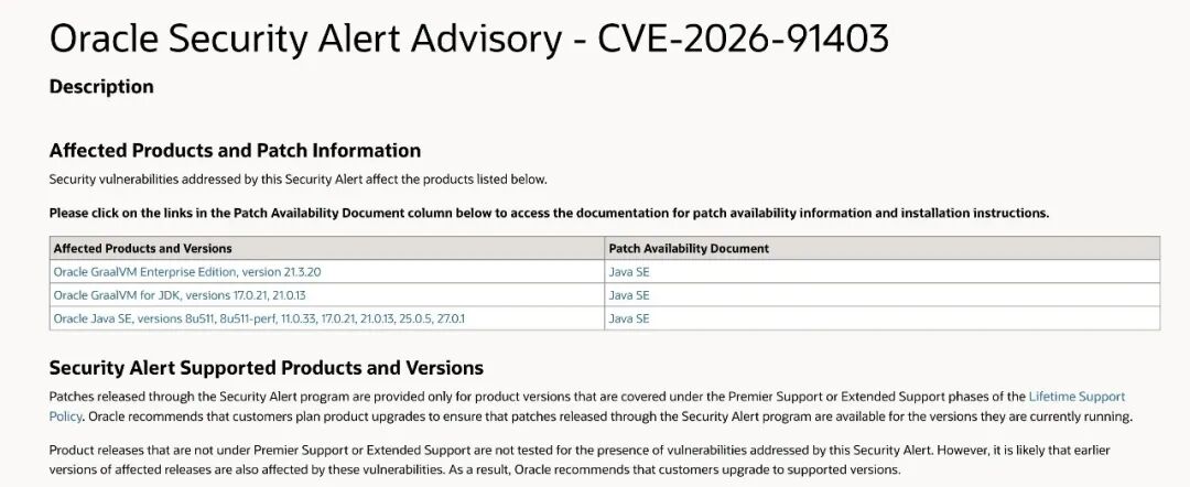 Oracle Java SE与GraalVM安全警报CVE-2026-91403