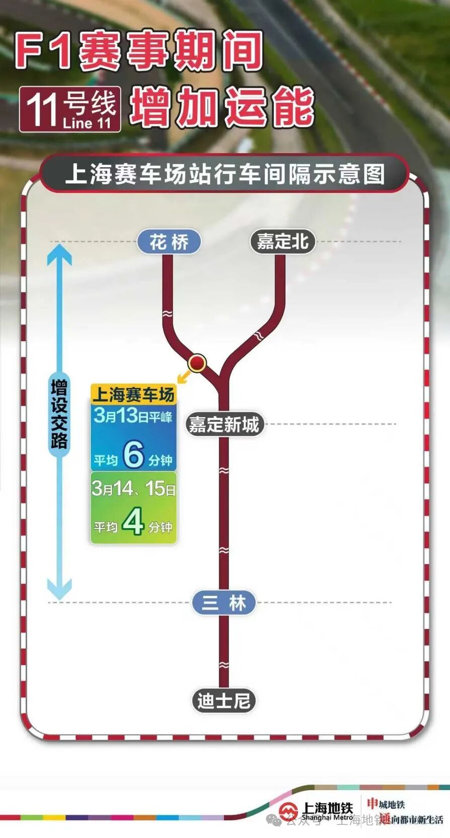 上海地铁11号线F1赛事期间运营调整示意图
