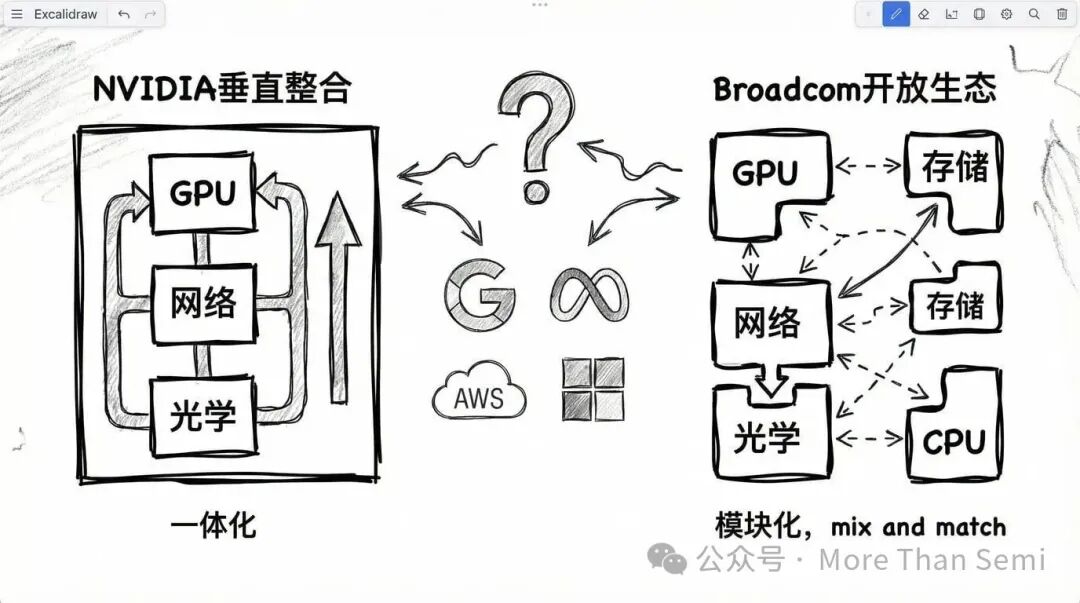 NVIDIA垂直整合与Broadcom开放生态对比