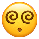 一个眼睛呈螺旋状、表示眩晕的黄色表情