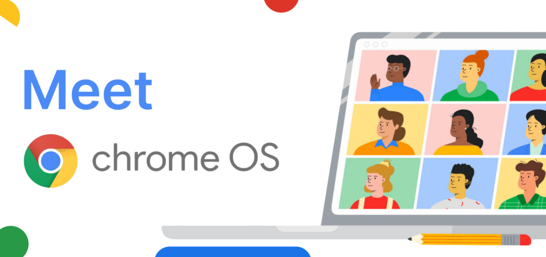 Chrome OS与Google Meet宣传插画