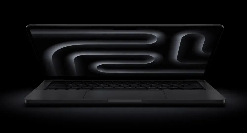 显示抽象曲线的黑色笔记本电脑