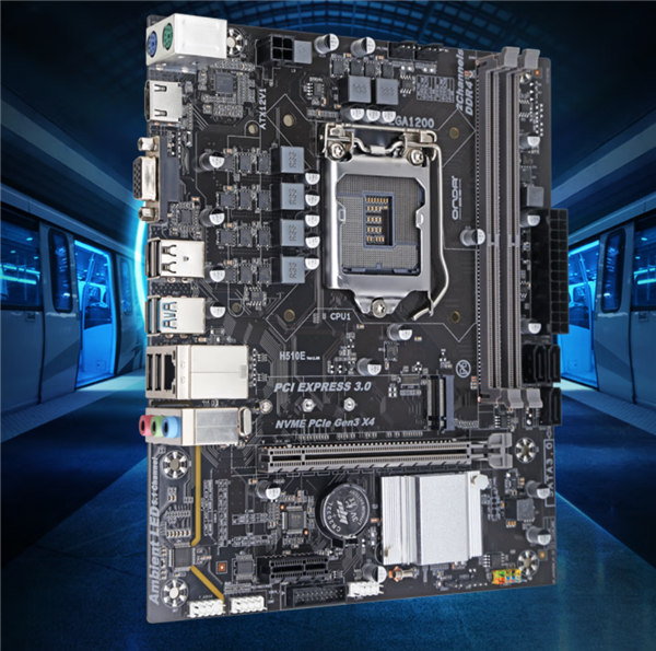 H610E主板特写与规格标识