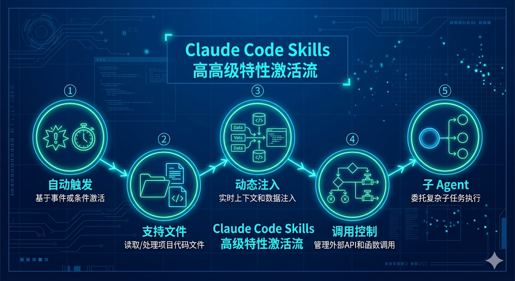 Claude Code Skills 高级特性激活流程图