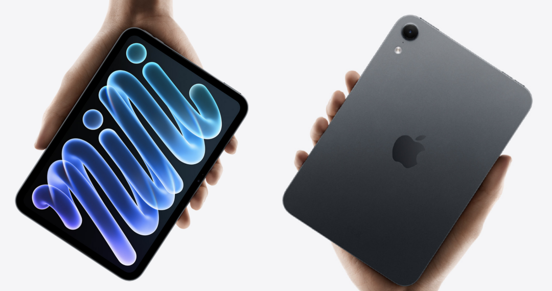 新款iPad mini正面屏幕特写,显示立体mini字样