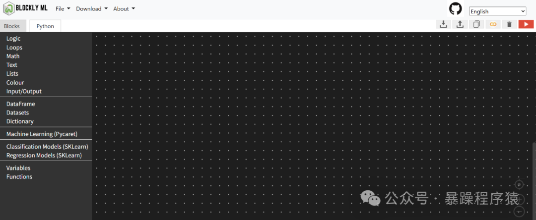 BlocklyML 操作界面